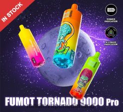 RandM Vape Nederland - Fumot RandM Tornado 9000 pro vape-apparaat met batterij en ejuice-display versie 3 V8J408221 aardbei banaan